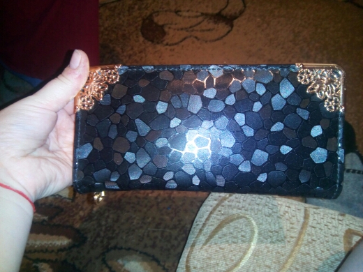 wholesale long clutch wallet fashion silver patent leather stone pattern PU Leather purse money Bag Coins Holder elegant DL1944