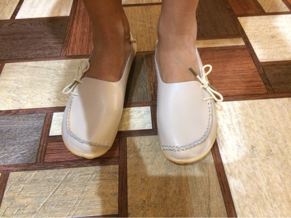 2016 Genuine Leather Women Flats Shoe Fashion Casual Lace-up Soft Loafers Spring Autumn Moccasins Female Driving Shoes Wholesale