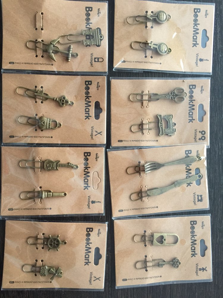 16 pcs/Lot Metal Bookmark Paper clip Page Holder Vintage book marker marcapaginas stationery School supplies F439