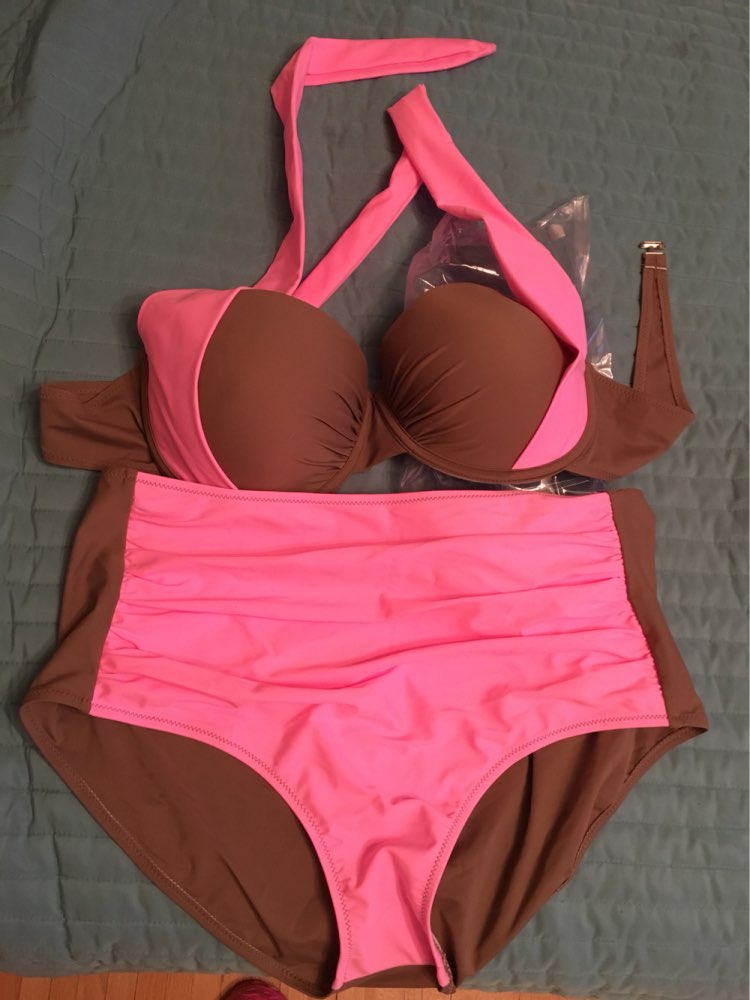 NAKIAEOI 2016 New Sexy Bikinis Women Swimsuit High Waisted Bathing Suits Swim Halter Push Up Bikini Set Plus Size Swimwear 4XL