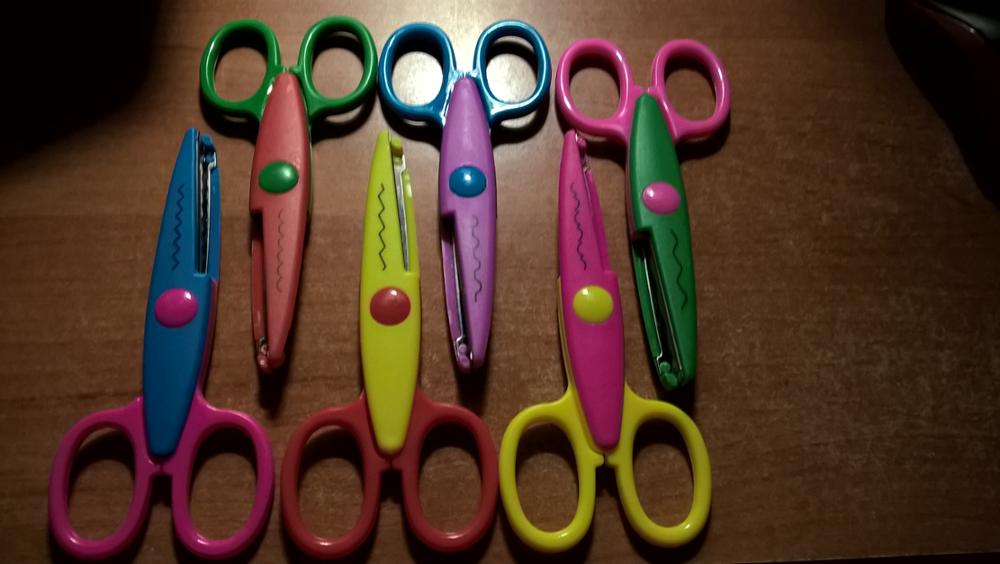6pc/lot Children Kids Paper Craft Scissors 6 Cutting Patterns Curved Edges DIY Decorative Scissor For Scrapbook Album Photos