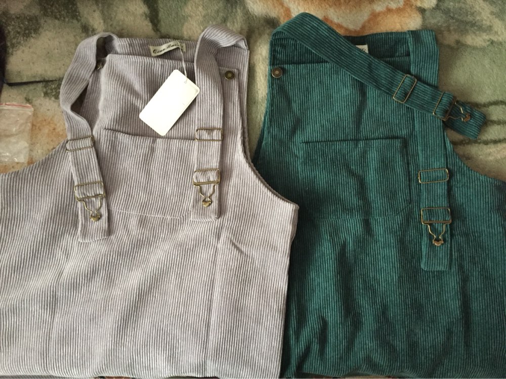 2016 Spring Korea College Wind Restoring Ancient Ways Corduroy Suspenders Big Pocket Straight Vest Dress