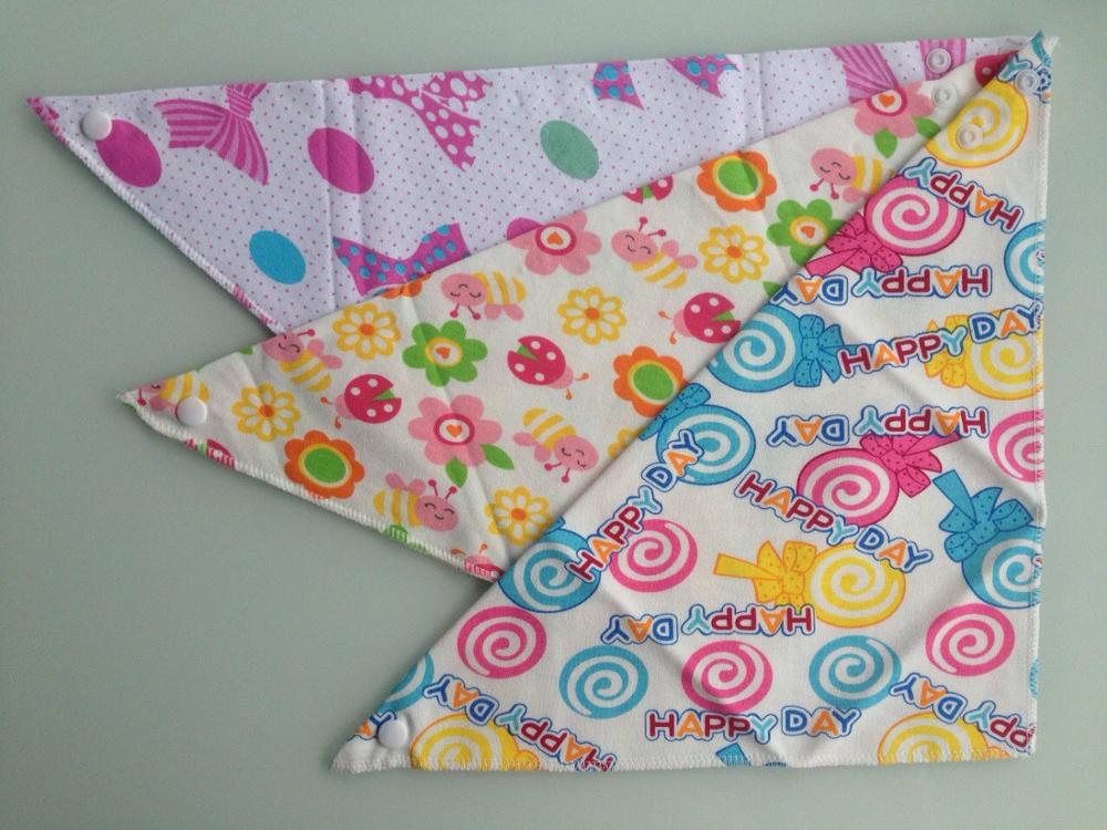 Baby 100% Organic Cotton Double Sides Design Absorbent Bandana Drool Bib Various Styles Cute Baby Bibs KXBBK001
