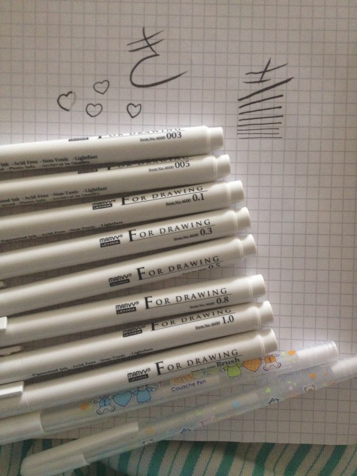 Marvy Sketch Liner/Brush 0.03mm/0.05mm/0.1mm/0.3/0.5/0.8/1.0mm Water Resistant Gundam Drawing Pen Design/Comic Painting Supplies