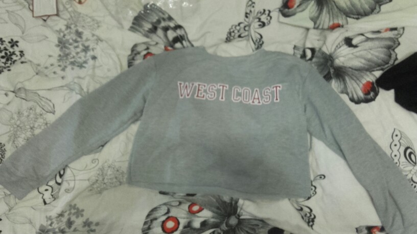 2016 New Spring Women Hoodies Harajuku West Coast Cropped Shirt Gray Letter Print Short Belly Crop Tops Sexy Ladies Shirts Blusa