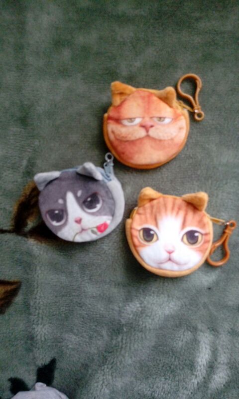 2016 new bag accessories coin purses wallet ladies 3D printing cats dogs animal big face change fashion cute small zipper bag