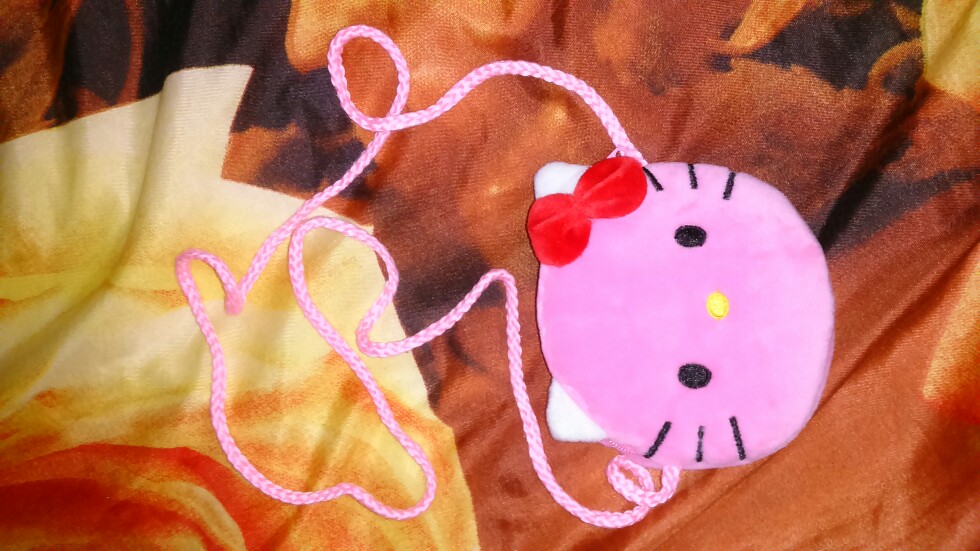 Cute Cat Pattern Portable Corduroy Children Coin Purse with Long Shoulder Strap For 1-6 years old children
