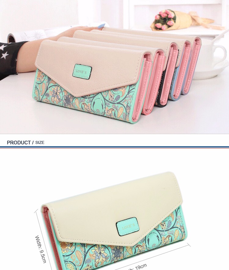 Fashion Brand Luxury Women Long Wallet Zipper New Popular Flower Leather Female Purse Casual Card Cash Clutch Bag Girls Ladies