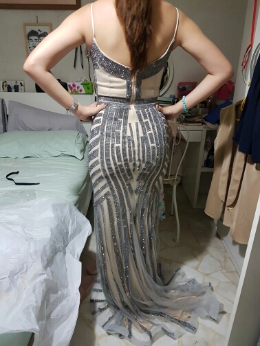 Real Photos Tulle Crystal Royal Blue Color Party Occasion Formal Long Evening Dress OL102829