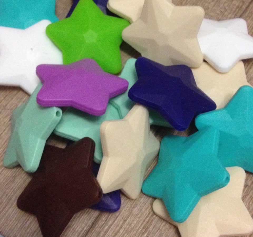 Wholesale New Fashion Jewelry Top Quality Star (45mm) Loose Beads For Food Grade Silicone Teething Necklace Silicone Loose Beads