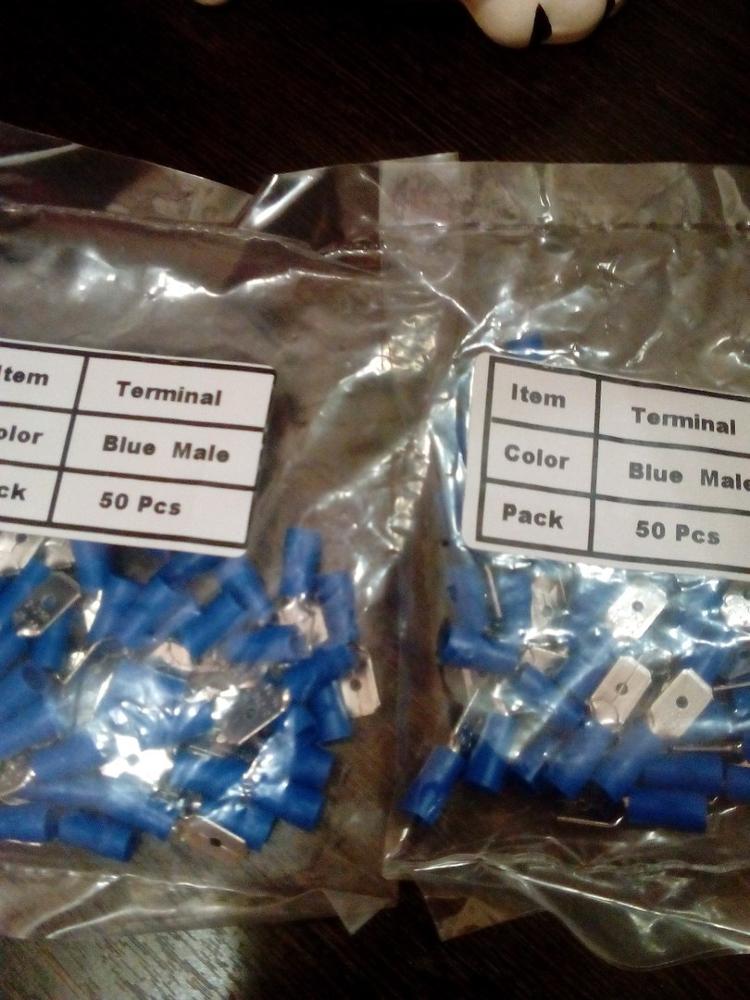 100PCS 16-14AWG Insulated Spade Crimp Wire Cable Connector Terminal Male/Female Kit