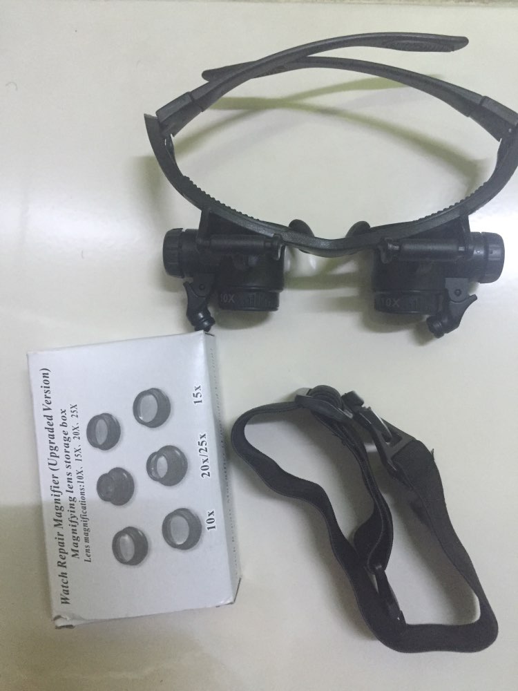 2016 New Magnifying Glass Eye 10X 15X 20X 25X Jewelry Watch Repair Magnifier Glasses Lens + 2 LED Lights Watch Repair Kit Tool