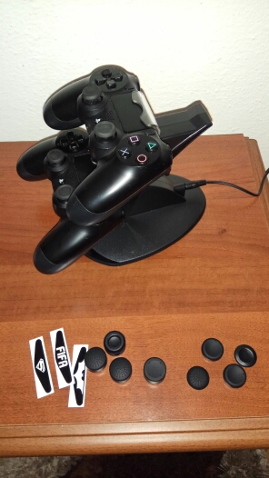 12 in 1 DUAL USB Charging Remote Controller Chargers Stand & Sticks Grip & LED Sticker For PlayStation 4 PS4 Pro Slim Controller