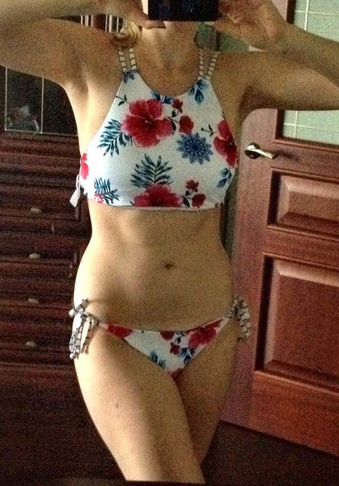 Women Print Floral Bikini Set Halter crop top hang High neck Bikinis set push up Swimwear Women Swimsuit beach bathing suit