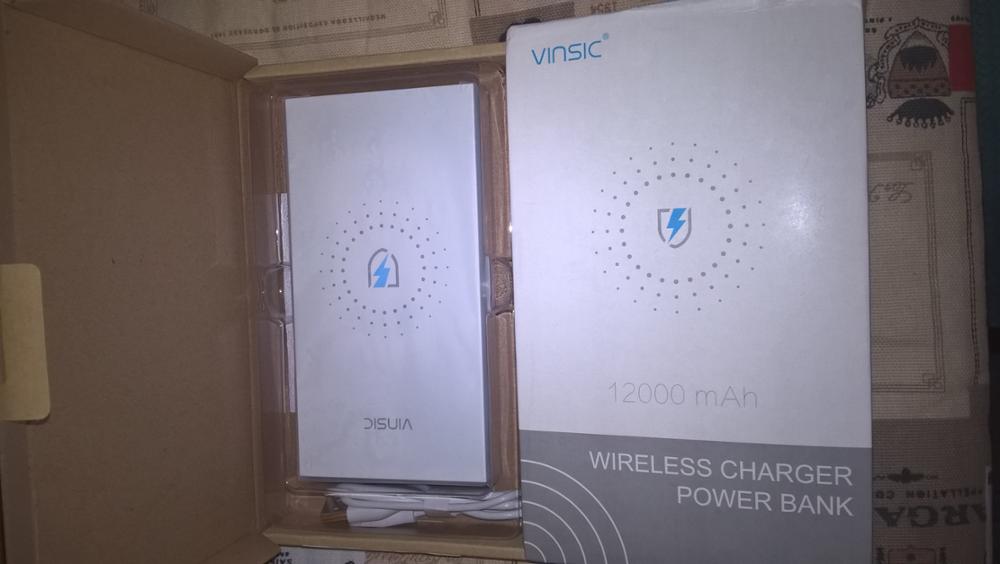 Vinsic Magic P8 12000mAh Qi Wireless Charging External Battery Power Bank for Samsung S7 and Other Qi-Enabled Phones and Tablets