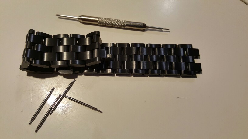 22mm Stainless Steel Watchband for Pebble Steel 2 Watch Band Butterfly Buckle Bracelet Strap w/ all Links Removable Black Silver