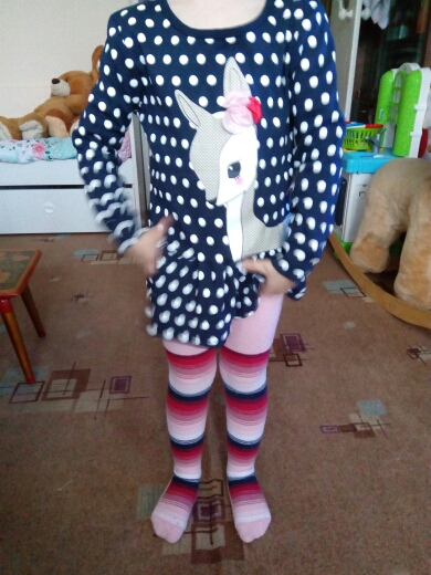 New Lovely Baby Dress Kids Girls Long Sleeve O-neck Dress One-piece Dots Deer Cotton Dresses Toddlers Clothes Kids Dress
