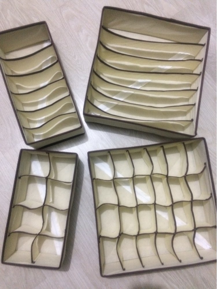 4 pcs/Set Foldable Divider Storage Bra Box Non-woven Fabric Folding Cases Necktie Socks Underwear Clothing Organizer Container
