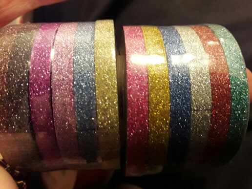 New 12x 5mm*6.5m hot sale glitter washy tape scrabooking decor glitter tape sticky craft adhesive paper tape