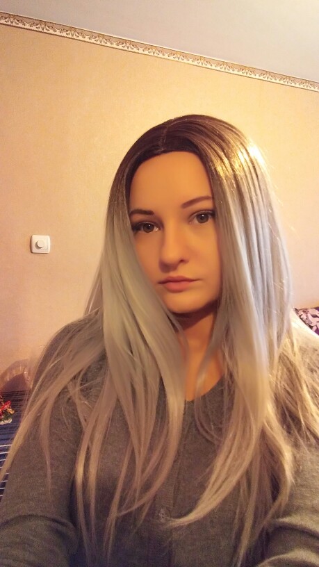 Grey Ombre Wig False Hair Synthetic Wigs for Black Women 26" Long Straight Natural Cheap Hair  jenner Gray Wig Female Hair