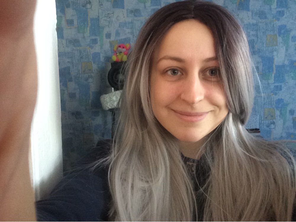 Ombre Grey Wigs 26" Women's Synthetic Wig Long Straight Hair Ombre Wigs For Black Women Heat Resistant Fiber Cheap Cosplay Wig