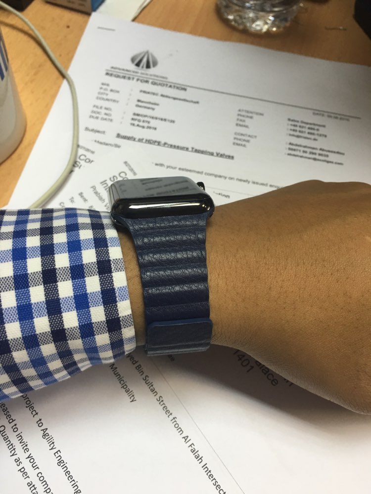 For Apple Watch Band 42mm Correa Leather Loop Band Premium Soft Adjustable Magnetic Closure for iWatch Strap Midnight Blue