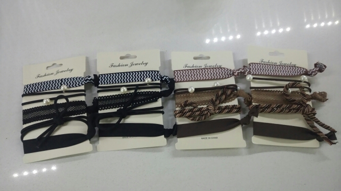 Trendy Summer Elastic Women Hair Accessories Tassel Hairband Jewelry Hand Band For Girls 5PCS/Pack Hair Tips Headwear Hair Bands