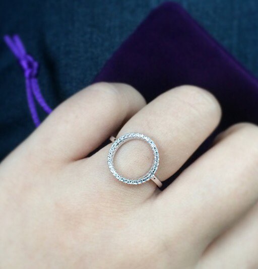 NEWBARK Sparkling Hoop Ring Pave Cubic Zirconia Diamond Rose Gold And White Gold Plated Fashion Circle Rings Jewelry
