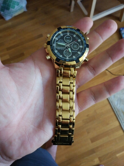 AMUDA Brand Gold Watch Men 2016 LED Display Calendar Quartz Wrist Watch Military Digital Watch Relogio Masculino