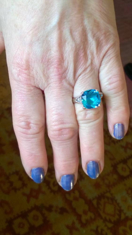 2016 Rings for Women 925 Sterling Silver Engagement Big Blue Crystal Stone Zircon Ring for Wedding Bridal Bague Size 6 7 8 9 10