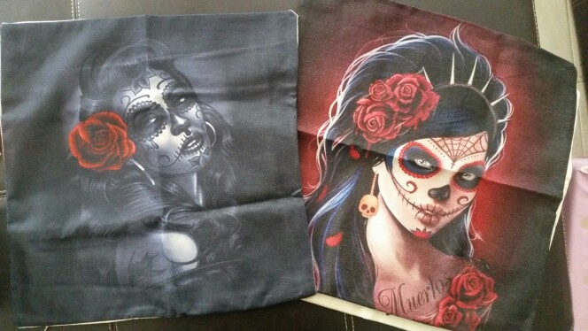 Pillowcase Halloween Skull Cushion Cover Cotton Linen Size 40*40 Printed Throw Pillows Decorative Cojines Housse De Coussin