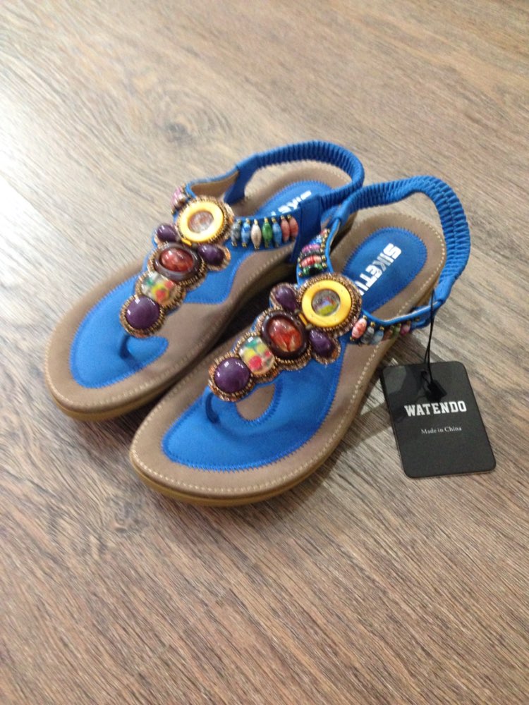 2016 Plus Size 35-41 Woman Summer Sandals Shoes With Rhinestone Exquisite Diamond Bohemian Flats Fashion Casual Women Flip Shoes