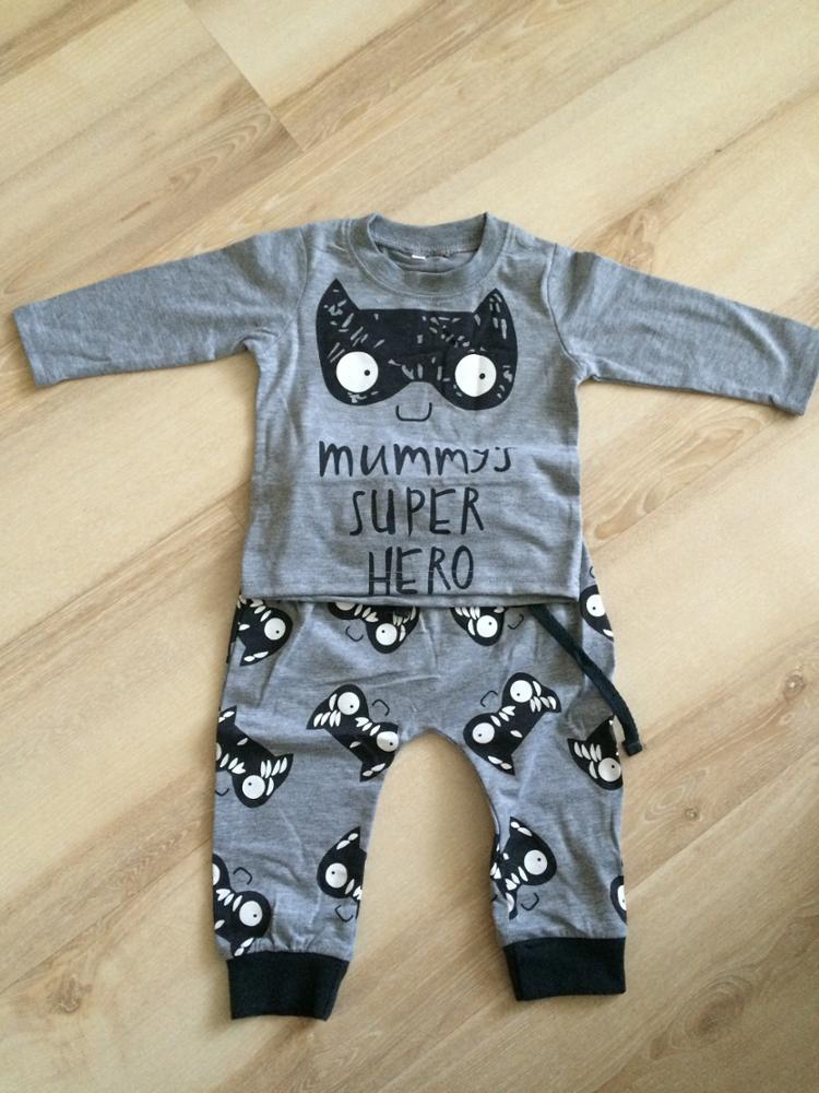 2016 New cute kids clothes boys baby long sleeve cotton T-shirt+Pants suits retail newborn baby children suits fit 0~2 years