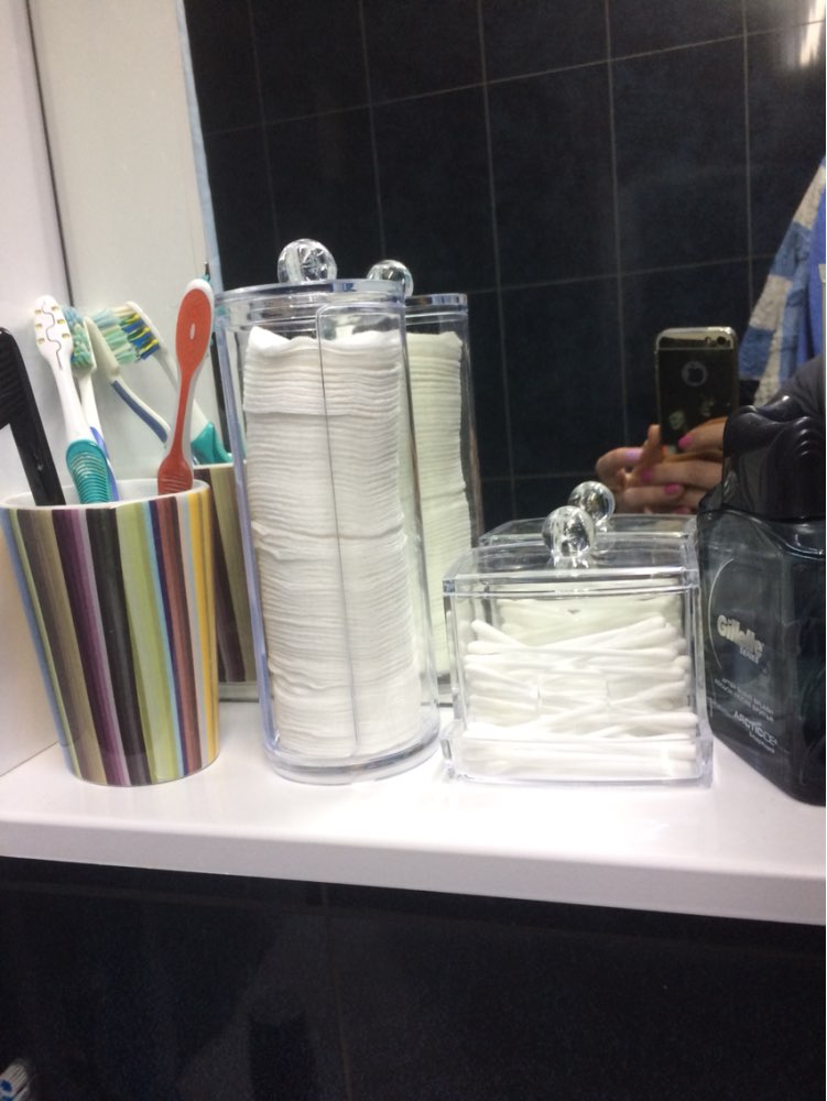 Acrylic Cotton Swab Organizer Box Portable Round Container Storage Case Make up Cotton & Pad Box For Home Hotel Office