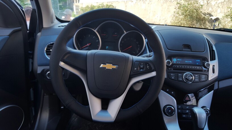 Hand-stitched Black Leather Car Steering Wheel Cover for Chevrolet Cruze Aveo