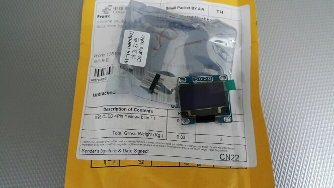 Free shipping Yellow- blue double color 128X64 OLED LCD LED Display Module For Arduino 0.96" I2C IIC  Communicate