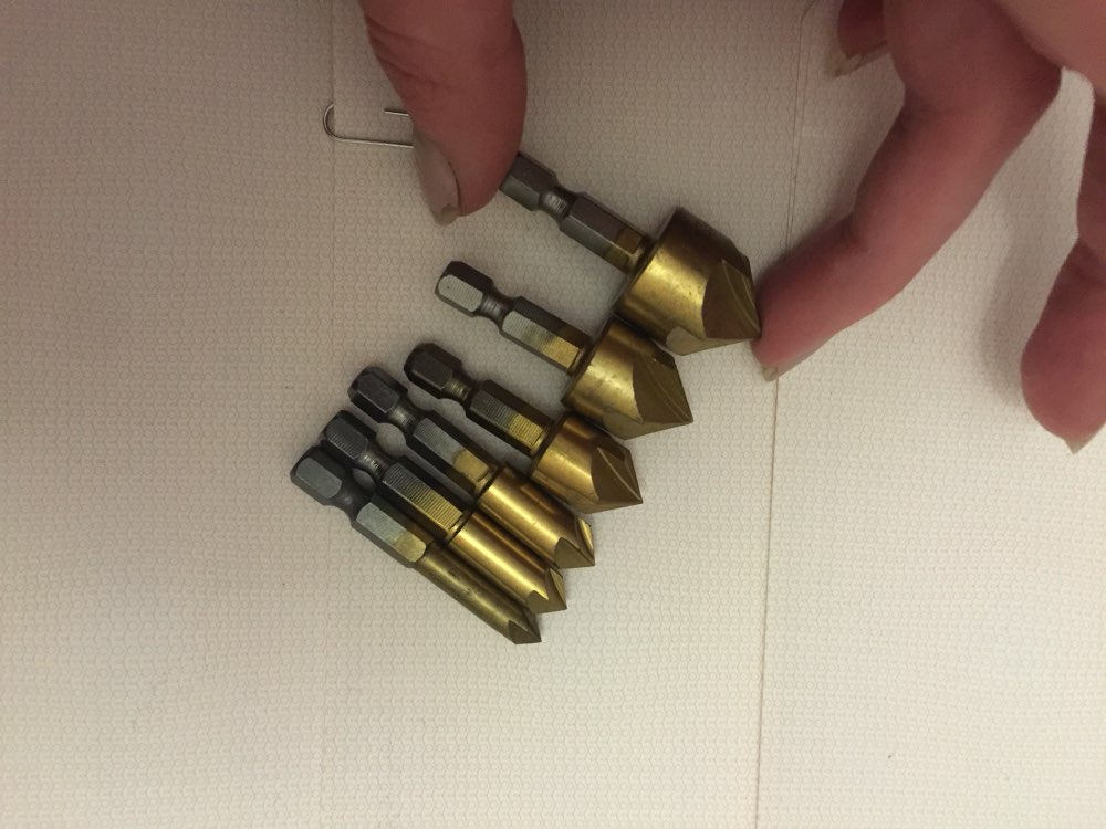 6PCS 5 Flute Chamfer Countersink 1/4" Hex Shank HSS 90 Degree Wood Chamfering Cutter Chamfer 6mm-19mm Countersink Drill Bit
