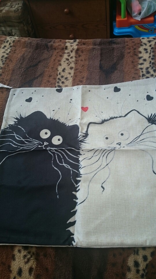 Cartoon images Linen Cotton Blend Cushion Cover Home Office Sofa Square Cat Pillow Case Decorative Cushion Covers Pillowcases