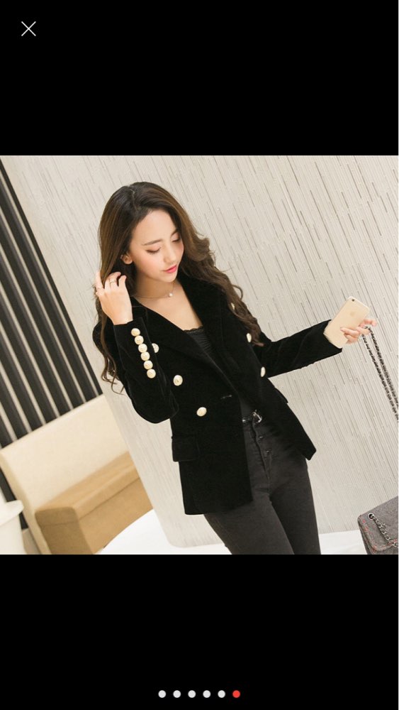 2016 New Spring Fashion Women Midnight Navy Slim Velvet Blazer Jacket Double Breasted Simple Lady Blazers High Grade OL Clothing