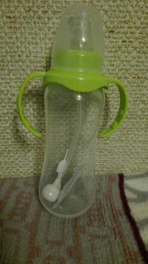 240ml Cute Baby bottle Infant Newborn Children Learn Feeding Drinking Handle Bottle Kids Straw Juice Water Bottles Training Cup