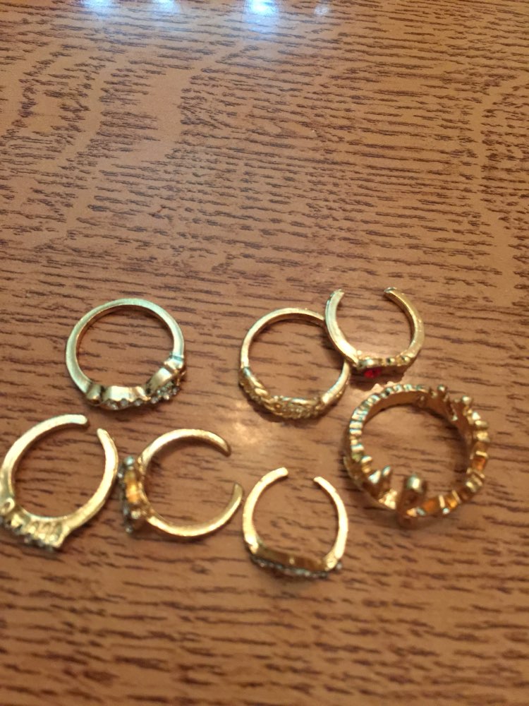 7PCS New Women Crystal Bowknot Knuckle Midi Mid Finger Tip Stacking Ring Set