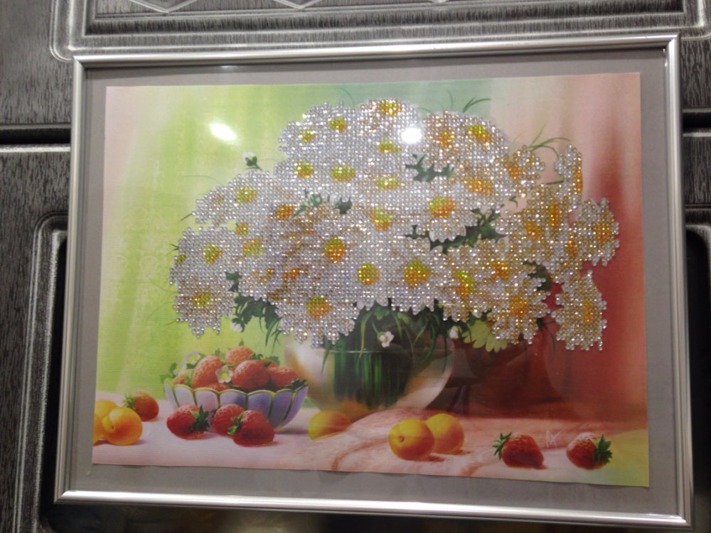 White Chrysanthemum Mosaic Picture Pattern Cross Stitch Rhinestone Diy Diamond Paintings Embroidery Cross HH3