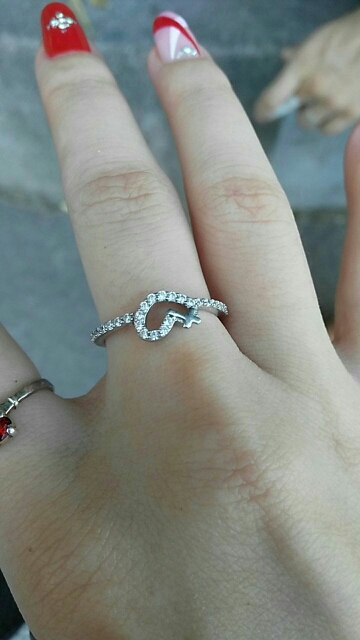 JewleryPalace Love Heart Cross Ring Real 925 Sterling Silver Jewelry For Women Ring For Lover Gift Brand New Fine Jewelry
