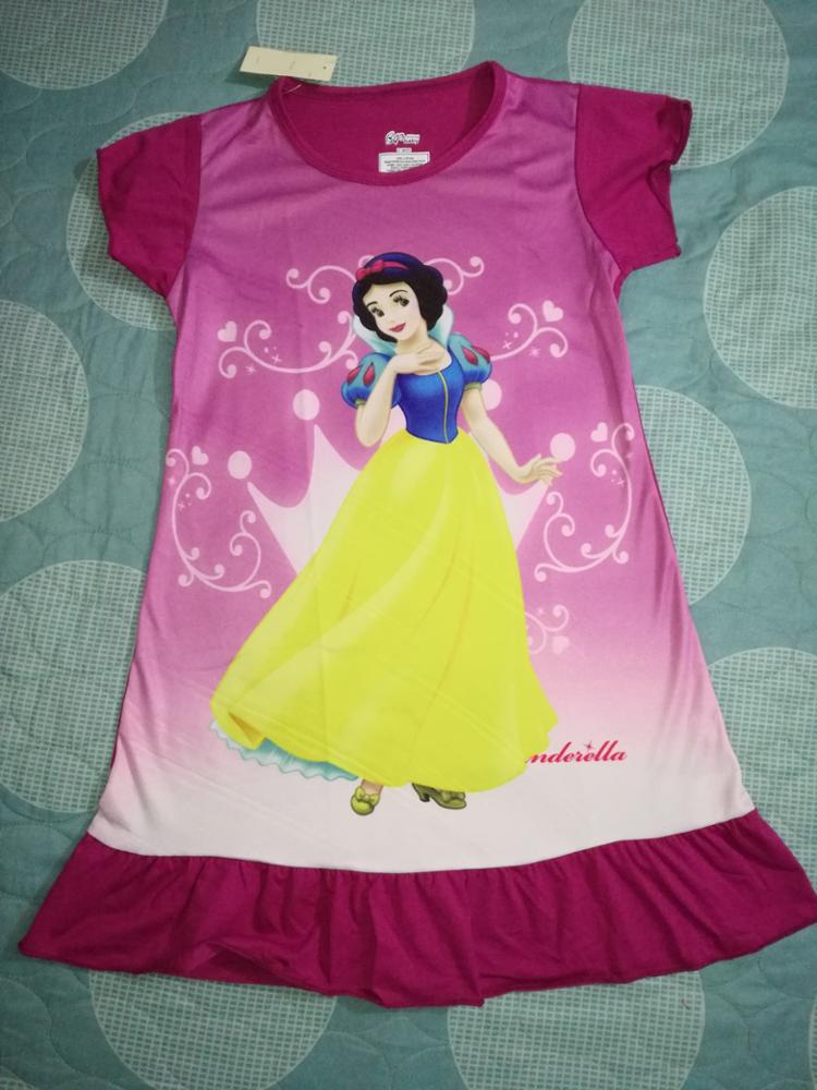 2016 Baby Girls Dress Snow Cartoon O-neck Pink Children Costume Dresses Printed Cute Short Sleeve Dresses For Girls clothing 