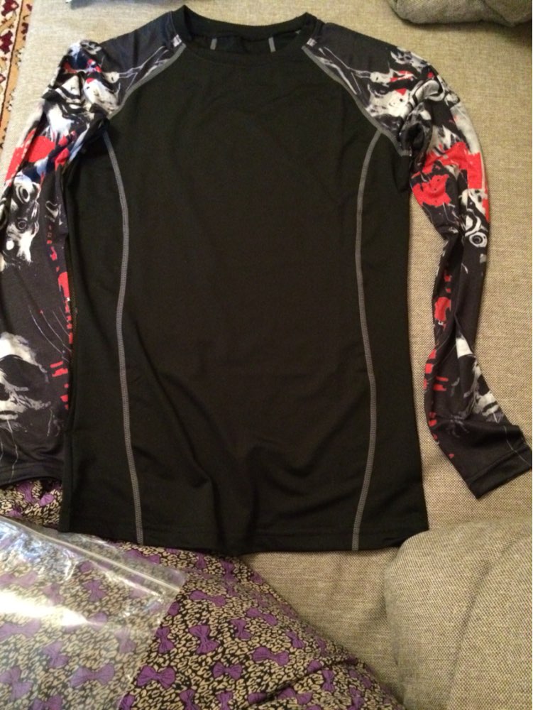 Tight T-shirt Long Sleeves Weight Lifting Wear Muscle Men Compression  Double Sides Prints MMA Rashguard Fitness Base Layer