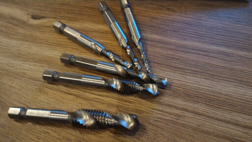 1/4'' Hex HSS High Speed Steel Thread Spiral Screw  M3 M4 M5 M6 M8 M10 Metric Composite Tap Drill Bit Tap 6pcs/set