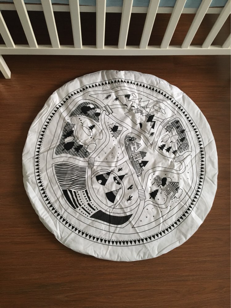 WISHTIME Kids Game Mats Baby Crawling Blanket Round Play Mat Chilren Play Rug Racing Games Carpet Infant Room 100% Cotton 95cm