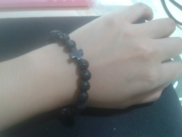 2016 New 8mm Natural Lava Stone Beaded Bracelet Men Hematite Gallstone Cross Bracelets Pulseras Hombre Yoga Jewelry F3761