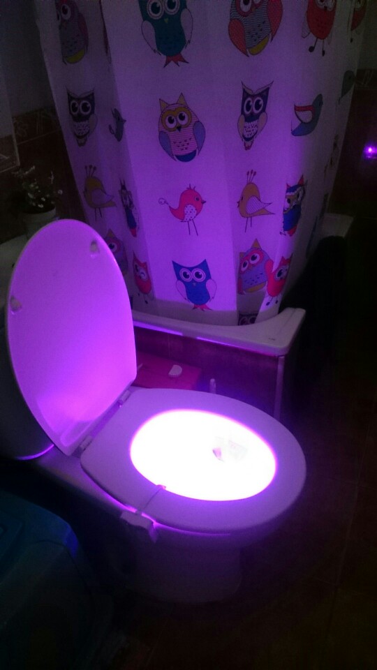 Human Motion Sensor Automatic Toilet Seat LED Light Bowl Bathroom Night Light 8 Color Lamp Veilleuse