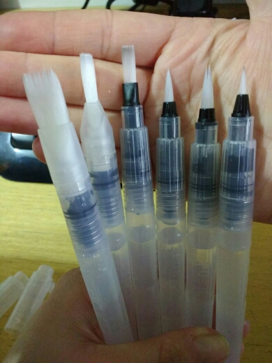 Bianyo 6Pcs Different Shape Large Capacity Barrel Water Paint Brush Set For Self Moistening Pen Calligraphy Drawing Art Supplies